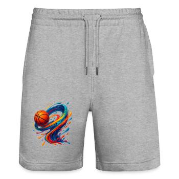 Lebendiger Orbit Basketball Splash - Stanley/Stella Unisex Bio Joggingshorts Trainer  - Grau meliert - Vorne - Nik (191cm) & Marisol (170cm)