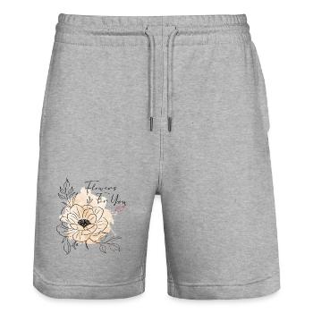 Flowers for You - Stanley/Stella Unisex Bio Joggingshorts Trainer  - Grau meliert - Vorne - Nik (191cm) & Marisol (170cm)