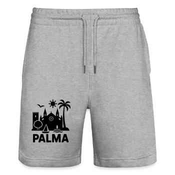 Palma Silhouette Mallorca - Stanley/Stella Trainer Unisex Organic Jogging Shorts - heather grey - Front - Nik (191cm) & Marisol (170cm)