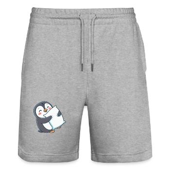 Penguin Heart & Soft Pillow - Stanley/Stella Trainer Unisex Organic Jogging Shorts - heather grey - Front - Nik (191cm) & Marisol (170cm)