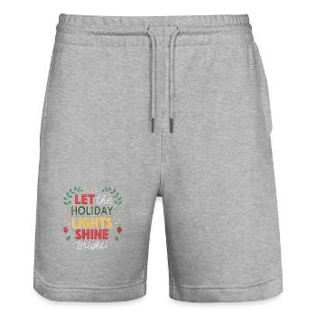 Lassen Sie die Weihnachtsbeleuchtung leuchten - Stanley/Stella Unisex Bio Joggingshorts Trainer  - Grau meliert - Vorne - Nik (191cm) & Marisol (170cm)