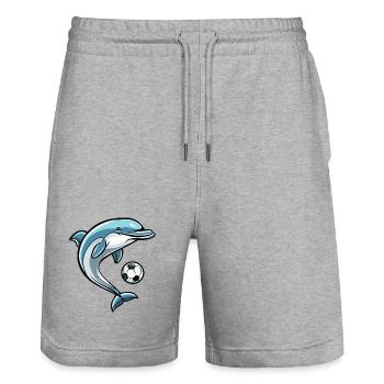 Delfin Fußball - Stanley/Stella Unisex Bio Joggingshorts Trainer  - Grau meliert - Vorne - Nik (191cm) & Marisol (170cm)