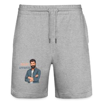 Daddy Approved Beard Man Design - Stanley/Stella Trainer Unisex Organic Jogging Shorts - heather grey - Front - Nik (191cm) & Marisol (170cm)