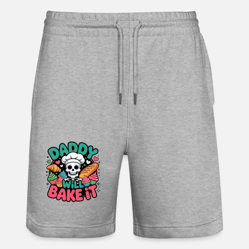 Daddy Will Bake It Skelettkoch - Stanley/Stella Unisex Bio Joggingshorts Trainer  - Grau meliert