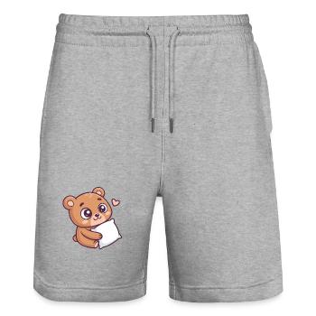 Sanftes Bärenkuschelherz - Stanley/Stella Unisex Bio Joggingshorts Trainer  - Grau meliert - Vorne - Nik (191cm) & Marisol (170cm)