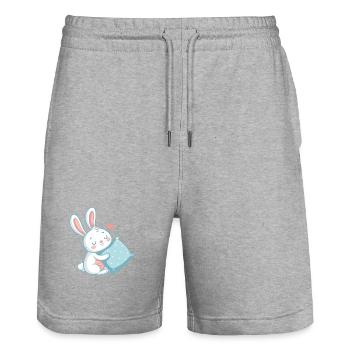 Pastellfarben, kuscheliges Kaninchen und Herzkissen - Stanley/Stella Unisex Bio Joggingshorts Trainer  - Grau meliert - Vorne - Nik (191cm) & Marisol (170cm)