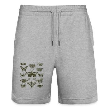 Hand Drawn Butterflies vintage - Stanley/Stella Trainer Unisex Organic Jogging Shorts - heather grey - Front - Nik (191cm) & Marisol (170cm)