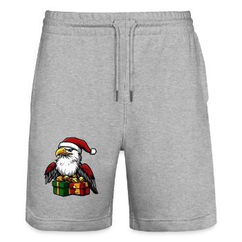 Adler Weihnachten Geschenke - Stanley/Stella Unisex Bio Joggingshorts Trainer  - Grau meliert - Vorne - Nik (191cm) & Marisol (170cm)