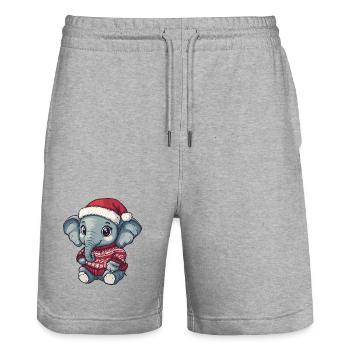 Elefant Weihnachten Xmas - Stanley/Stella Unisex Bio Joggingshorts Trainer  - Grau meliert - Vorne - Nik (191cm) & Marisol (170cm)