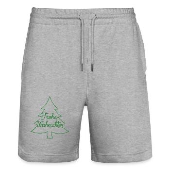 Frohe Weihnachten Tannenbaum modern - Stanley/Stella Unisex Bio Joggingshorts Trainer  - Grau meliert - Vorne - Nik (191cm) & Marisol (170cm)