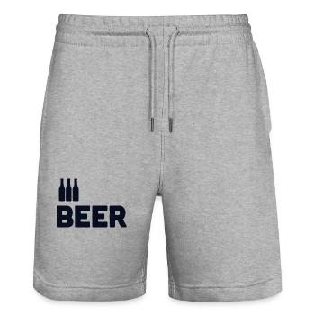 Amateurs de bière - Short de jogging bio TRAINER Stanley/Stella unisexe - gris chiné - Devant - Nik (191cm) & Marisol (170cm)