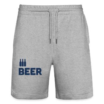 Bierliebhaber - Stanley/Stella Unisex Bio Joggingshorts Trainer  - Grau meliert - Vorne - Nik (191cm) & Marisol (170cm)