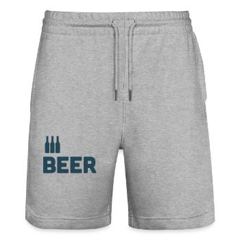 Amateurs de bière - Short de jogging bio TRAINER Stanley/Stella unisexe - gris chiné - Devant - Nik (191cm) & Marisol (170cm)