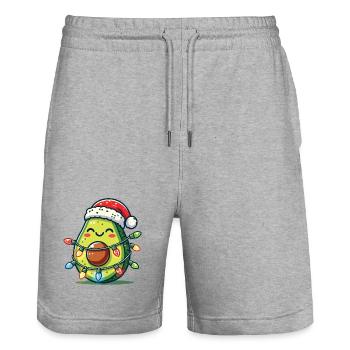Éclairage festif de Noël à l’avocat pour le Père Noël - Short de jogging bio TRAINER Stanley/Stella unisexe - gris chiné - Devant - Nik (191cm) & Marisol (170cm)