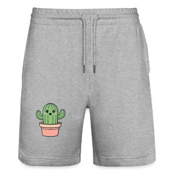 Kakteenlächeln im Glas - Stanley/Stella Unisex Bio Joggingshorts Trainer  - Grau meliert - Vorne - Nik (191cm) & Marisol (170cm)