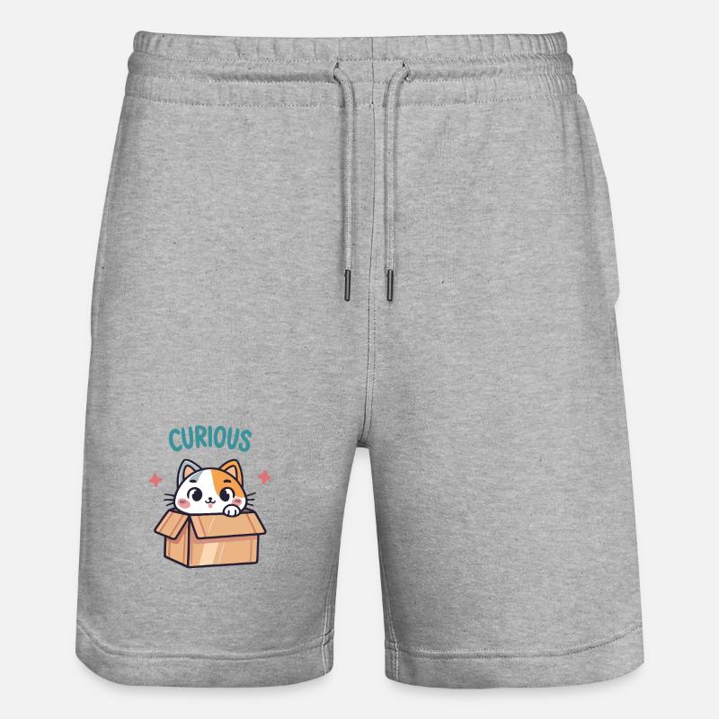 Chat Curieux dans sa Boîte - Short de jogging bio TRAINER Stanley/Stella unisexe - gris chiné