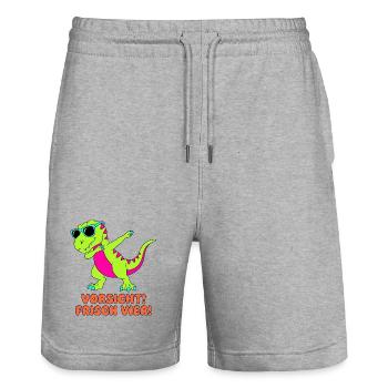 Méfiez-vous du Fresh Four qui fait du dab à Dino - Short de jogging bio TRAINER Stanley/Stella unisexe - gris chiné - Devant - Nik (191cm) & Marisol (170cm)