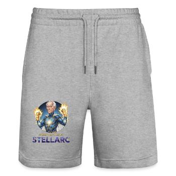 Stellarc Kosmischer Held - Stanley/Stella Unisex Bio Joggingshorts Trainer  - Grau meliert - Vorne - Nik (191cm) & Marisol (170cm)