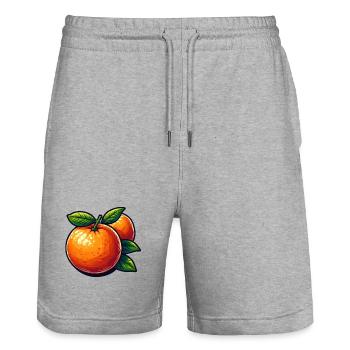 Bright cartoon oranges - Stanley/Stella Trainer Unisex Organic Jogging Shorts - heather grey - Front - Nik (191cm) & Marisol (170cm)