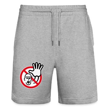 Warning Sign / Warning / Prohibition (Symbol / 3C) - Stanley/Stella Trainer Unisex Organic Jogging Shorts - heather grey - Front - Nik (191cm) & Marisol (170cm)