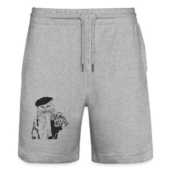 HERR STEHLEN SIE IHR MÄDCHEN - Stanley/Stella Unisex Bio Joggingshorts Trainer  - Grau meliert - Vorne - Nik (191cm) & Marisol (170cm)