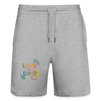 Lizard Lover — Tropische Farben - Stanley/Stella Unisex Bio Joggingshorts Trainer  - Grau meliert - Vorne - Nik (191cm) & Marisol (170cm)