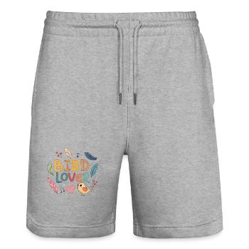 Amoureux des oiseaux - Short de jogging bio TRAINER Stanley/Stella unisexe - gris chiné - Devant - Nik (191cm) & Marisol (170cm)