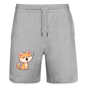 Pastel Sleeping Kitten - Stanley/Stella Trainer Unisex Organic Jogging Shorts - heather grey - Front - Nik (191cm) & Marisol (170cm)