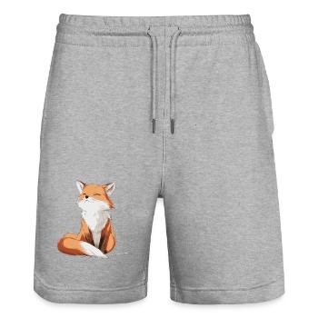 Cute Fox - Stanley/Stella Trainer Unisex Organic Jogging Shorts - heather grey - Front - Nik (191cm) & Marisol (170cm)