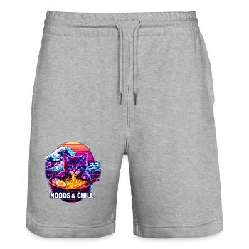 Kanagawa Wave Ramen Bowl Kawaii Japanese - Stanley/Stella Unisex Bio Joggingshorts Trainer  - Grau meliert - Vorne - Nik (191cm) & Marisol (170cm)