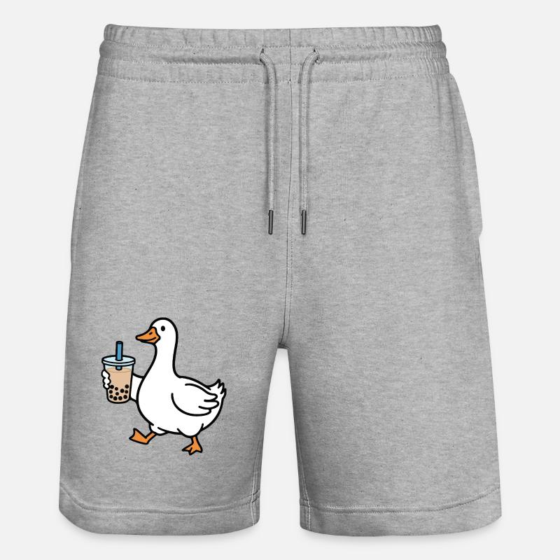Canard coassement avec bubble tea - Short de jogging bio TRAINER Stanley/Stella unisexe - gris chiné