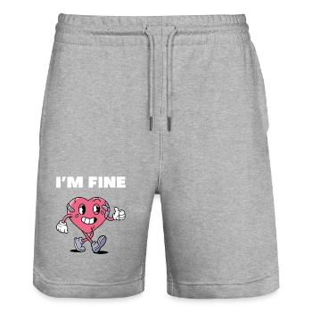 Broken But Fine - Stanley/Stella Trainer Unisex Organic Jogging Shorts - heather grey - Front - Nik (191cm) & Marisol (170cm)