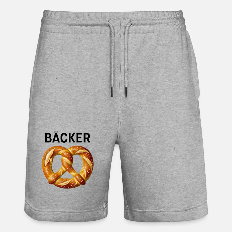 Bäcker Kostüm Brezel Beruf Karneval Bäckerei - Stanley/Stella Unisex Bio Joggingshorts Trainer  - Grau meliert