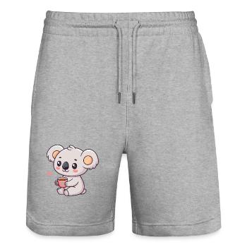 Koala Thé Doux - Short de jogging bio TRAINER Stanley/Stella unisexe - gris chiné - Devant - Nik (191cm) & Marisol (170cm)