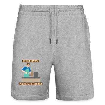 Die Eminenz der Holzdrechsler im Atelier - Stanley/Stella Unisex Bio Joggingshorts Trainer  - Grau meliert - Vorne - Nik (191cm) & Marisol (170cm)
