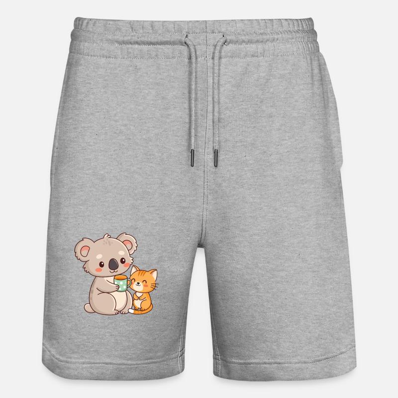 Koala et chat café mignon - Short de jogging bio TRAINER Stanley/Stella unisexe - gris chiné