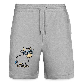 Coole Kuh Sonnenbrille Lässig Vektor - Stanley/Stella Unisex Bio Joggingshorts Trainer  - Grau meliert - Vorne - Nik (191cm) & Marisol (170cm)