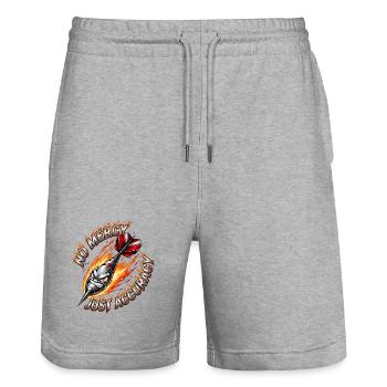 Feuerdart No Mercy Just Accuracy - Stanley/Stella Unisex Bio Joggingshorts Trainer  - Grau meliert - Vorne - Nik (191cm) & Marisol (170cm)
