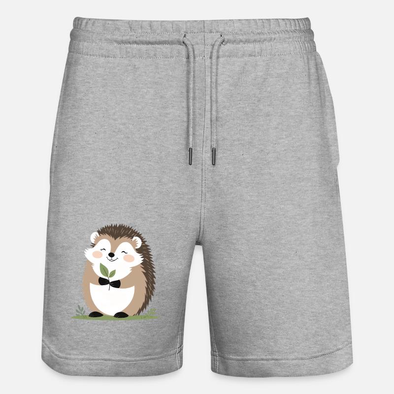 Un joli hérisson avec une feuille - Short de jogging bio TRAINER Stanley/Stella unisexe - gris chiné