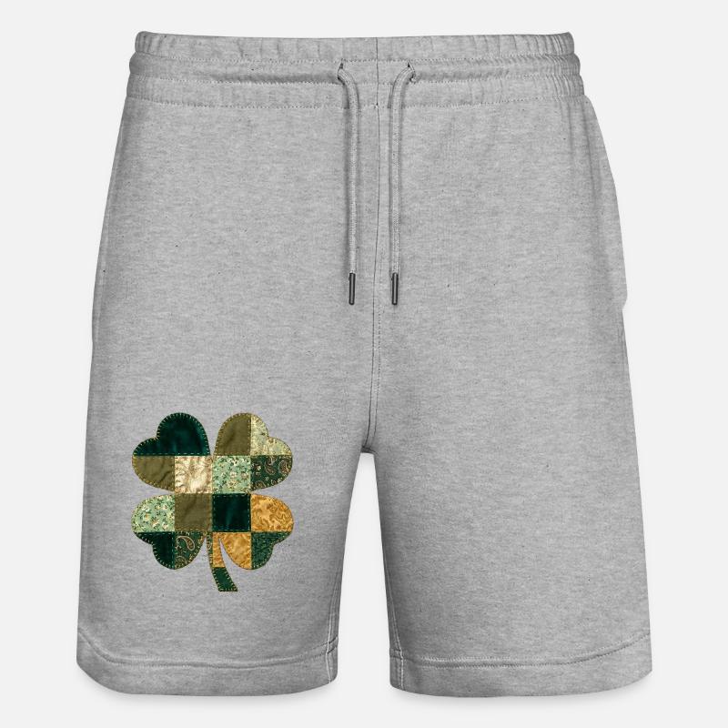 Patchwork Kleeblatt Quilt Stil - Stanley/Stella Unisex Bio Joggingshorts Trainer  - Grau meliert