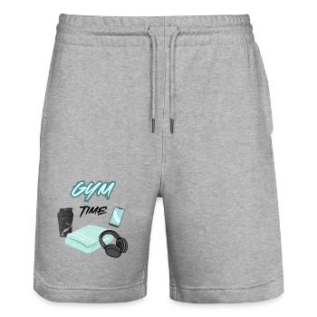 GYM TIME - Stanley/Stella Unisex Bio Joggingshorts Trainer  - Grau meliert - Vorne - Nik (191cm) & Marisol (170cm)