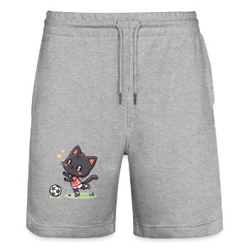 Kitten footballer in action - Stanley/Stella Trainer Unisex Organic Jogging Shorts - heather grey - Front - Nik (191cm) & Marisol (170cm)