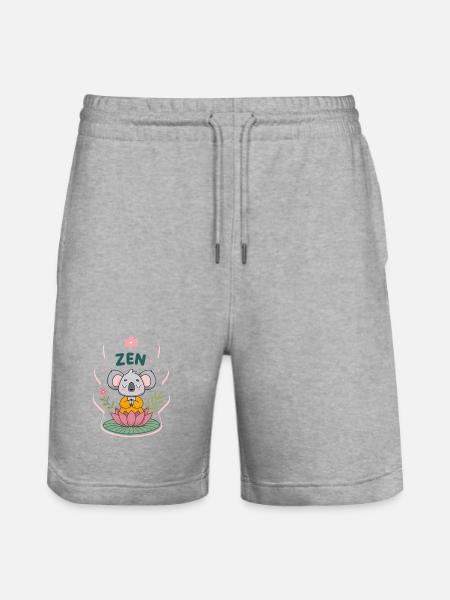 Zen Koala on Lotus - Stanley/Stella Trainer Unisex Organic Jogging Shorts - heather grey
