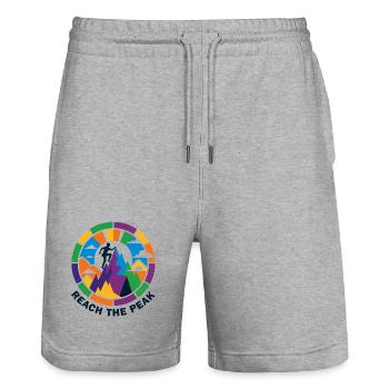 Colorful Summit Storm Mountaineer Climber Summit - Stanley/Stella Trainer Unisex Organic Jogging Shorts - heather grey - Front - Nik (191cm) & Marisol (170cm)