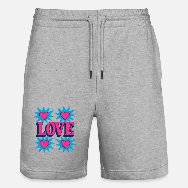 Amour - Cœur - Saint Valentin - Mariage - Short de jogging bio TRAINER Stanley/Stella unisexe - gris chiné