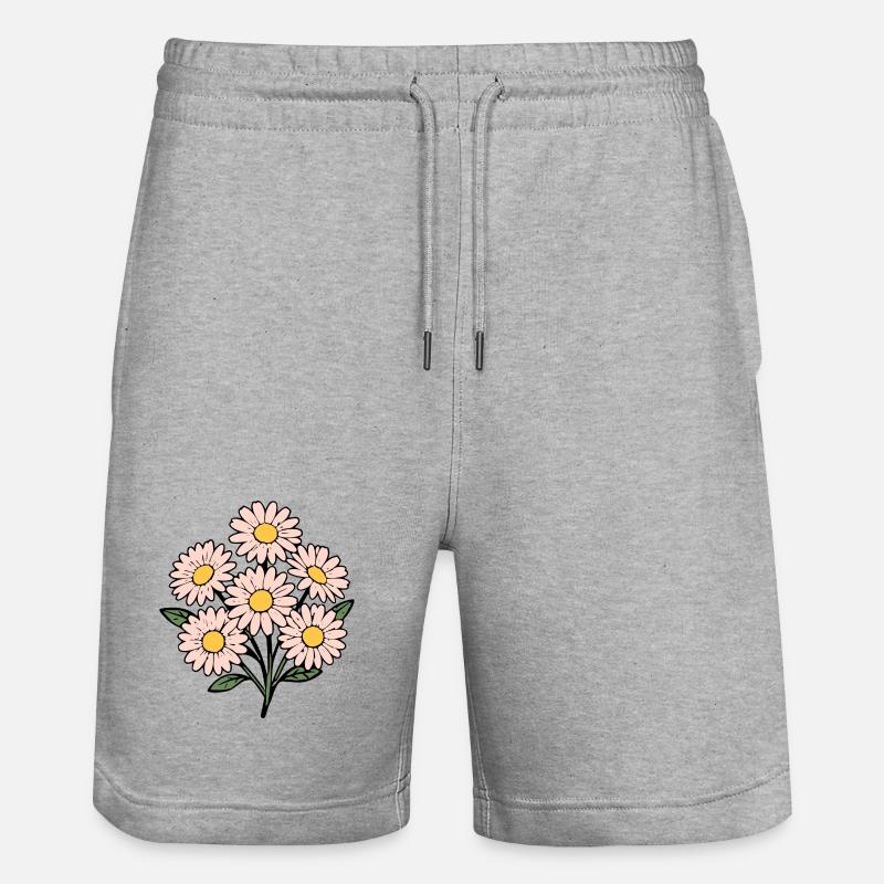Bouquet fleur fleur rose pastel - Short de jogging bio TRAINER Stanley/Stella unisexe - gris chiné