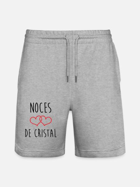 Crystal Wedding 15 Years of Marriage - Stanley/Stella Trainer Unisex Organic Jogging Shorts - heather grey