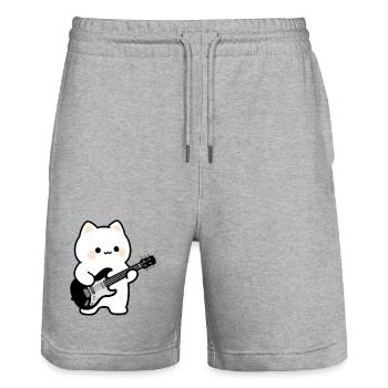 Kawaii Katze mit E-Gitarre - Stanley/Stella Unisex Bio Joggingshorts Trainer  - Grau meliert - Vorne - Nik (191cm) & Marisol (170cm)