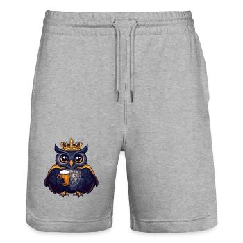 Roi de la Bière Hibou - Short de jogging bio TRAINER Stanley/Stella unisexe - gris chiné - Devant - Nik (191cm) & Marisol (170cm)
