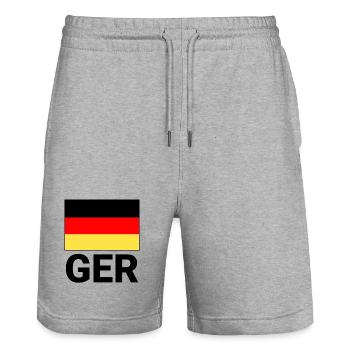 Drapeau allemand avec abréviation CECR - Short de jogging bio TRAINER Stanley/Stella unisexe - gris chiné - Devant - Nik (191cm) & Marisol (170cm)